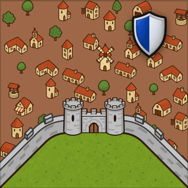 Three edge city with shield