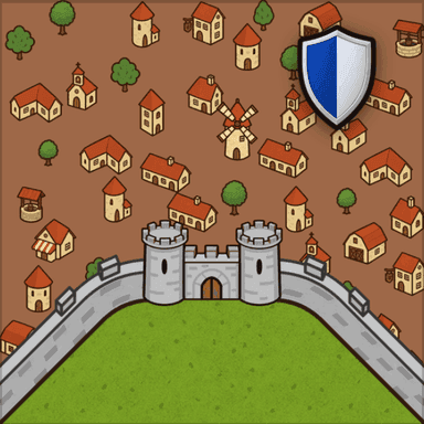Three edge city with shield